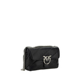 PINKO Black Calf Leather Bos Taurus Shoulder Bag